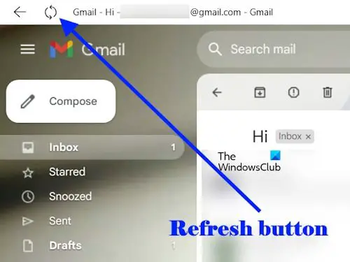 Refresh button in Gmail app Refresh button in Gmail app