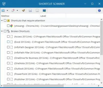 Shortcut Scanner for Windows Shortcut Scanner for Windows