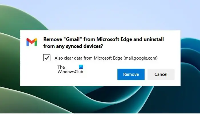 Uninstall Gmail app for Edge Uninstall Gmail app for Edge