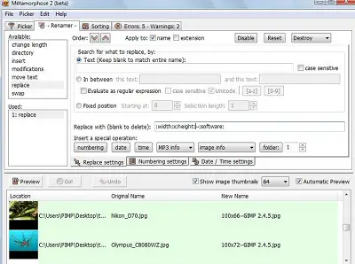 Best free file renamer software for Windows 10 Metamorphose 2 file renamer