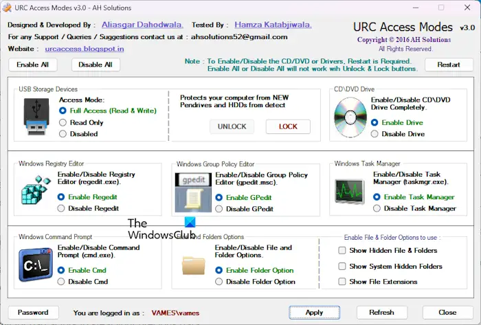 URC Access Modes URC Access Modes